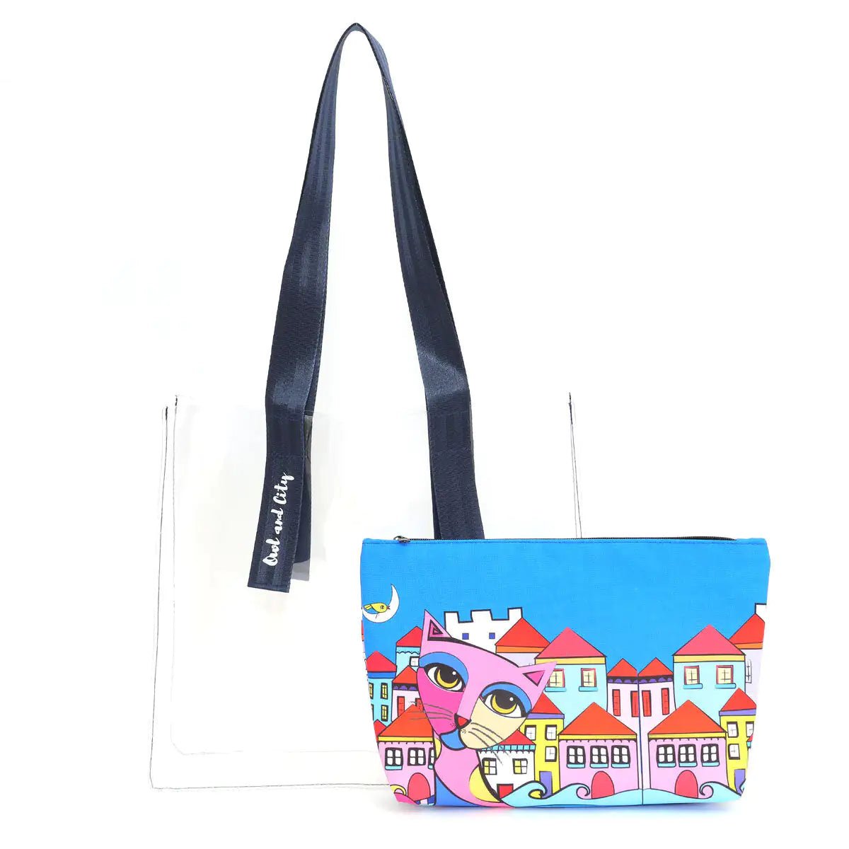 Biggdesign Owl And City Transparent Shopping and Beach Bag